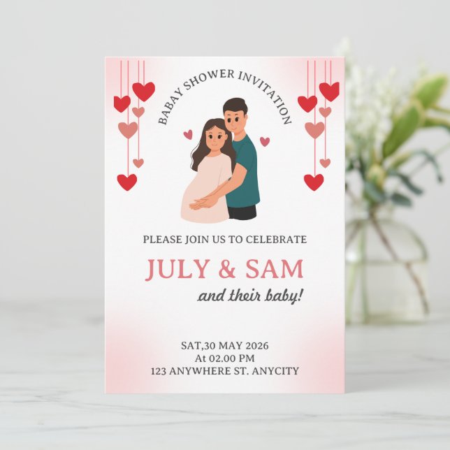 Flat Card- baby shower card invitation (Anverso de pie)