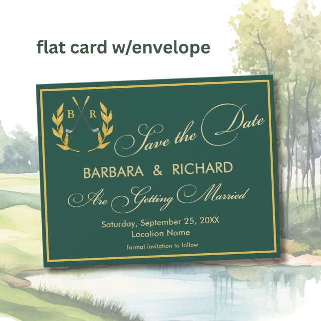 FLAT CARD Golf Monogram Wedding Save the Date (Subido por el creador)