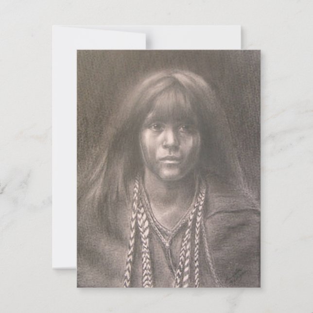 Flat Card with print of Native American Child (Anverso)