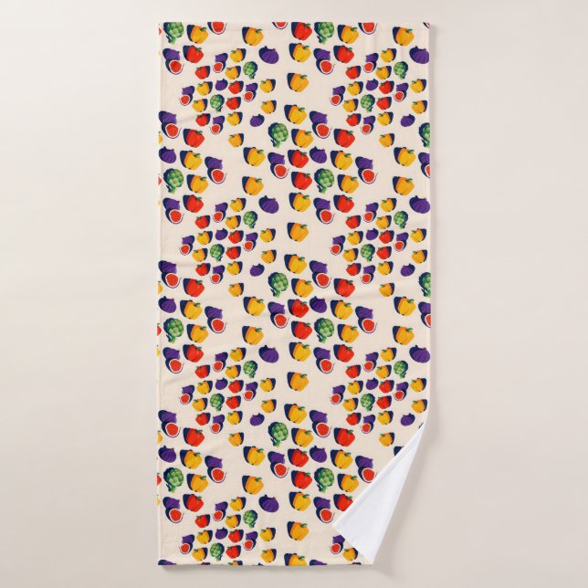 Flat lay pattern of figs bell peppers (Toalla de baño)