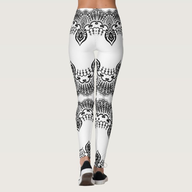 Flauta Black Lace Fishnet White Leggings (Reverso)