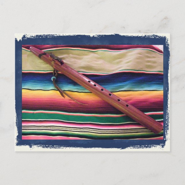 Flauta y postal nativas de Serape (Anverso)