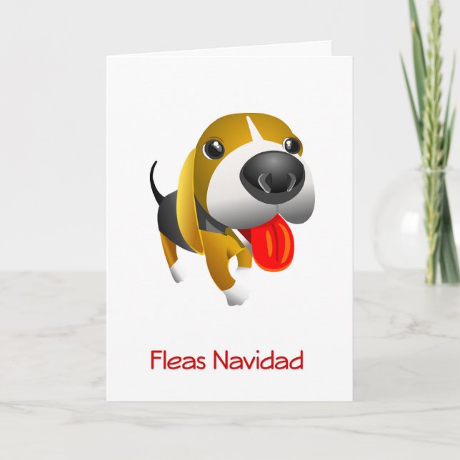 Fleas Navidad Hound Dog Navidades Tarjeta (Anverso)