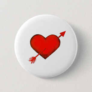 Flecha cupido roja sobre botón blanco