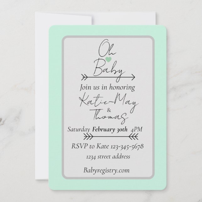 Flecha de invitación para baby shower   (Anverso)