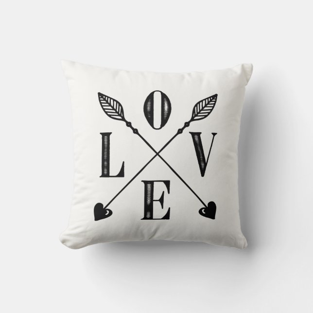Flechas de amor almohada blanca y negra (Anverso)