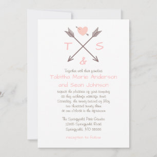 Flechas de corazón rosado - Invitación de boda