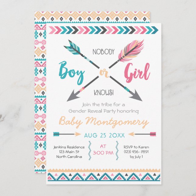 Flechas: el género revela que la invitación a un p (Anverso / Reverso)