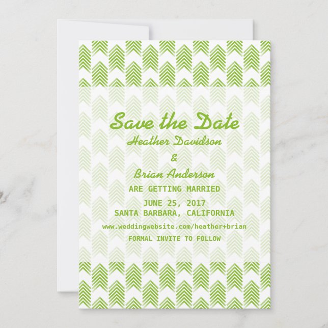 Flechas tribales verdes para guardar la invitación (Anverso)