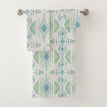 Flechas tribales, vidrio marino, azul, crema, sabi