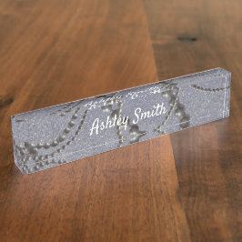 Fleck Metálico Con Placa De Nombre De Escritorio D