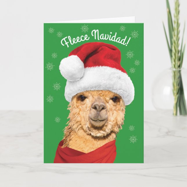 Fleece Navidad cuece alpaca en Santa Hat Navidades (Anverso)