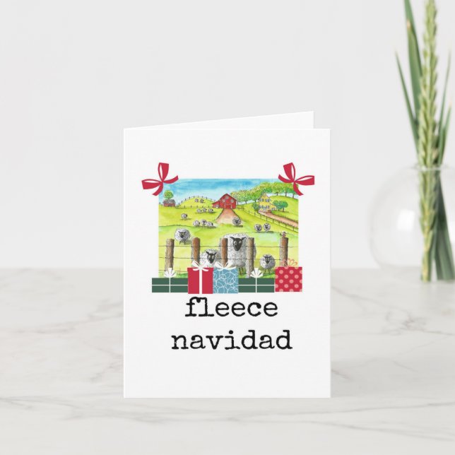 Fleece Navidad, Funny, Cute, Tarjeta de Navidades (Anverso)