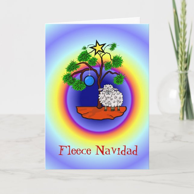 Fleece Navidad Funny Sheep Navidades Card (Anverso)