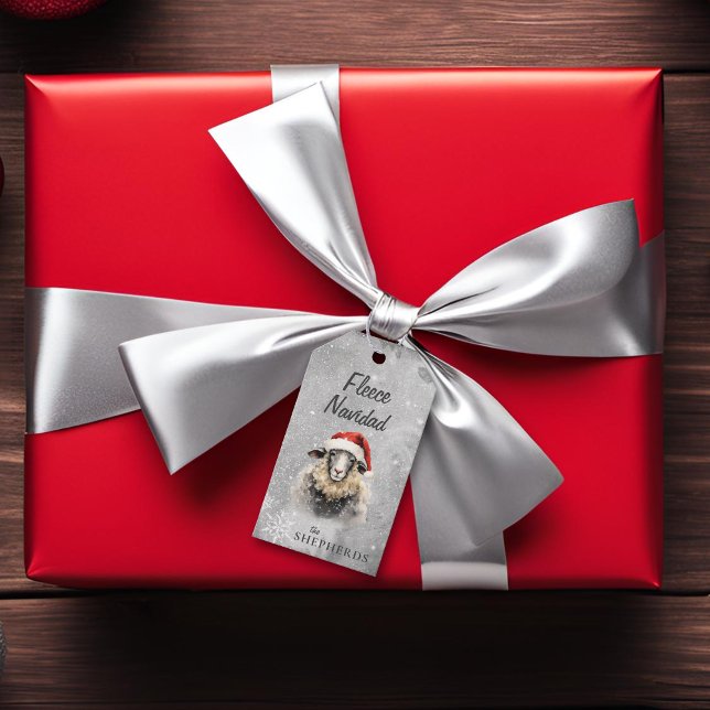 Fleece Navidad Gray Sheep Navidades Gift Etiqueta (Subido por el creador)