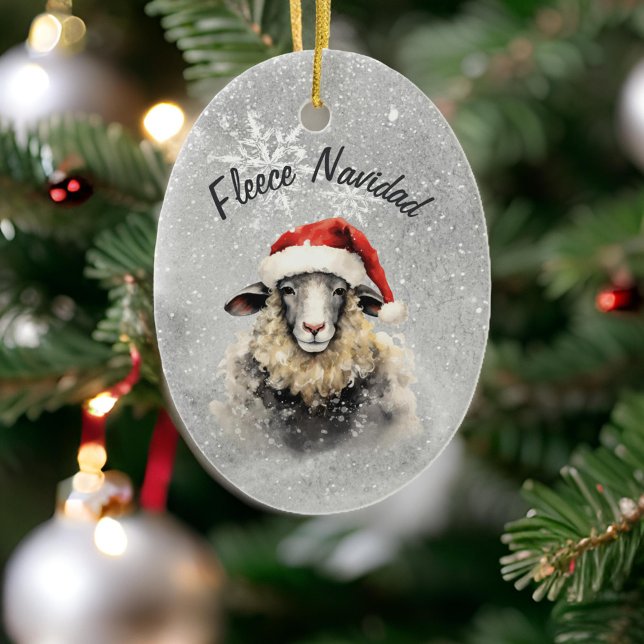 Fleece Navidad Gray Sheep Ornamento de Navidad (Subido por el creador)