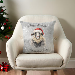 Fleece Navidad Holiday Cojín decorativo gris de ov