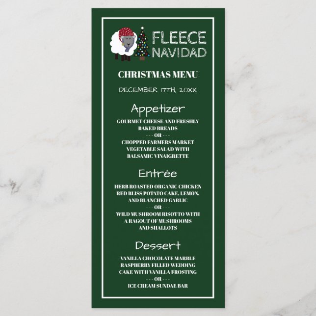 Fleece Navidad, menú Navidad al estilo español (Anverso)