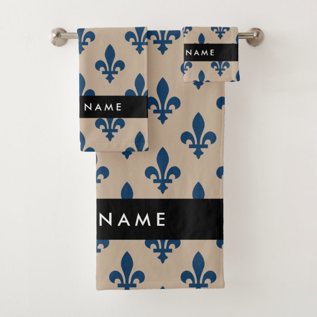 Fleur de Lis, Azul Marino sobre Beige, Real, Tu No (In situ)