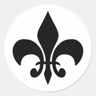 Fleur de lis Black & White Round Pegatina