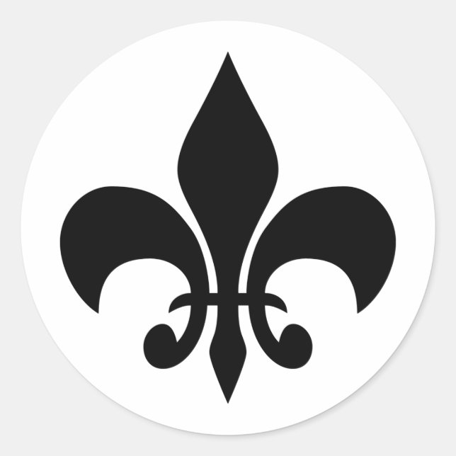 Fleur de lis Black & White Round Pegatina (Anverso)