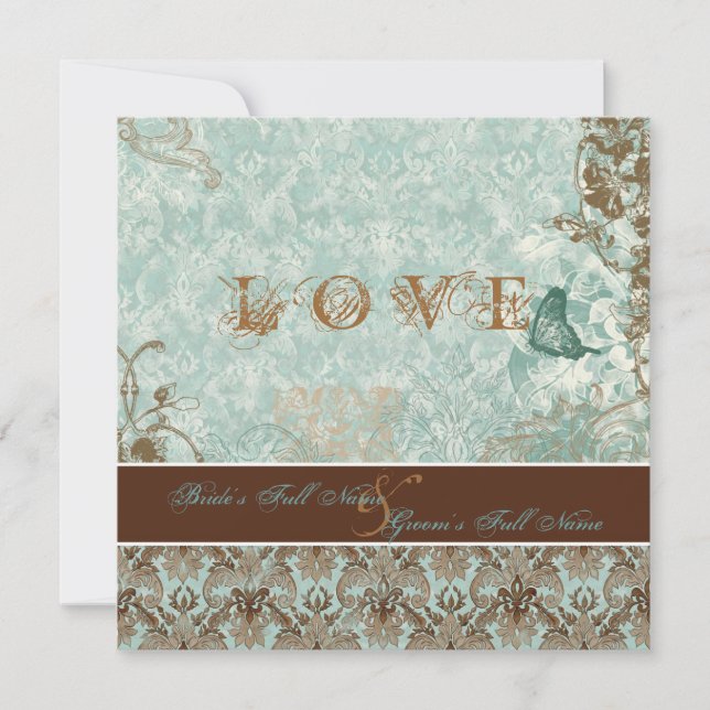 Fleur de Lis Damask - Invitaciones a Bodas moderno (Anverso)