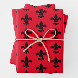 Fleur De Lis Hojas de Papel Envolvente Rojo