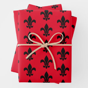 Fleur De Lis Hojas de Papel Envolvente Rojo