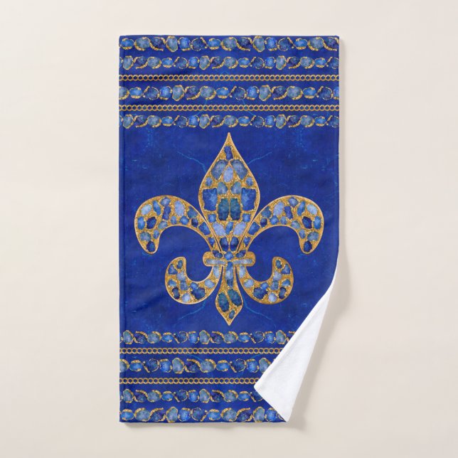 Fleur-de-lis Sapphire y Gold (Toalla de mano)