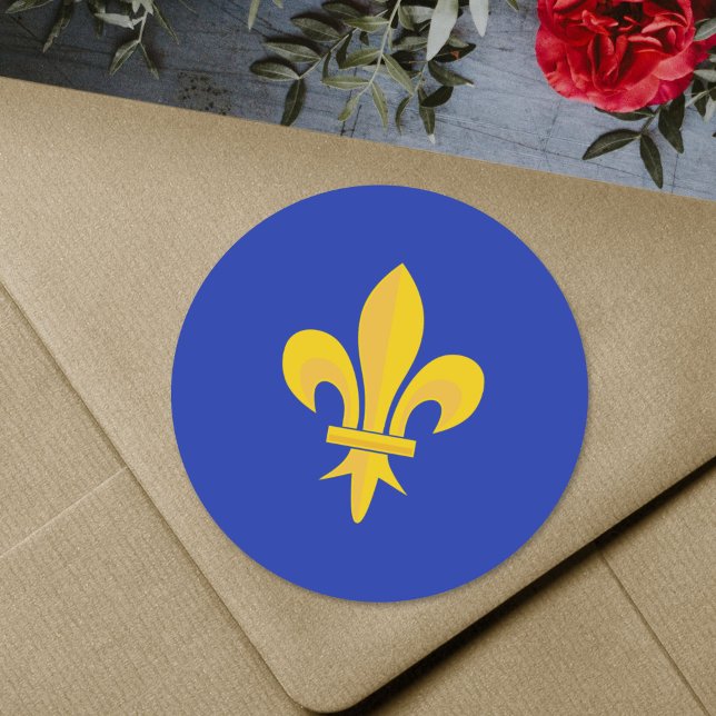 Fleur de Lis sobre el Pegatina azul real (Fleur de Lis on Royal Blue Sticker)