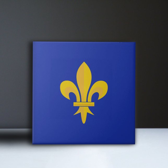 Fleur de Lis sobre la Real Azulejos de Cerámica Az (Fleur de Lis on Royal Blue Ceramic Tile )