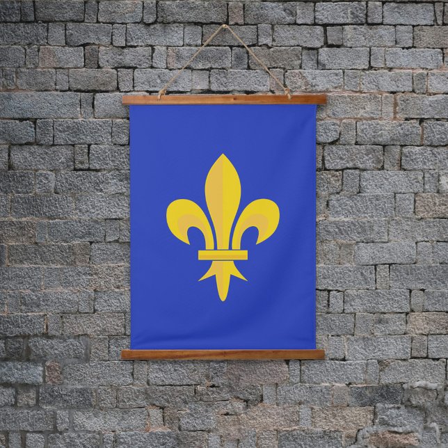 Fleur de Lis sobre tapiz colgante azul real (Fleur de Lis on Royal Blue Hanging Tapestry)
