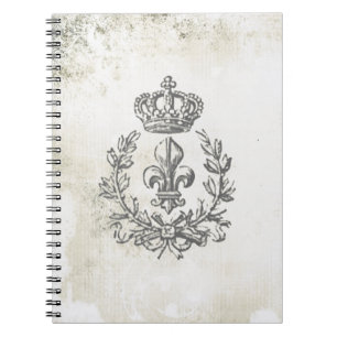 Fleur de Lis vintage y cuaderno de la Corona