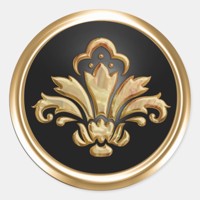 Fleur de oro de Lis en Sello para sobres negro (Anverso)