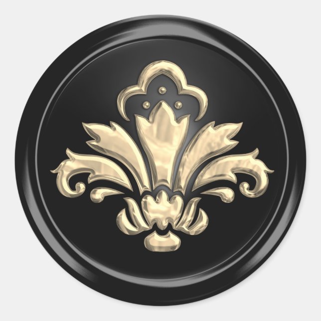 Fleur de oro de Lis en Sello para sobres negro (Anverso)