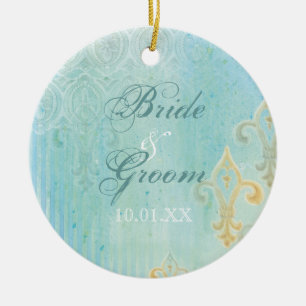 Fleur di Lys Damask 2 Blue - Ornamento Boda