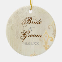 Fleur di Lys Damask 2 Cream - Ornamento Boda