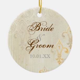 Fleur di Lys Damask 2 Cream - Ornamento Boda