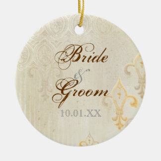 Fleur di Lys Damask 2 Cream - Ornamento Boda