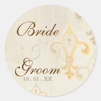 Fleur di Lys Damask 2 - Sello Boda o Pegatina