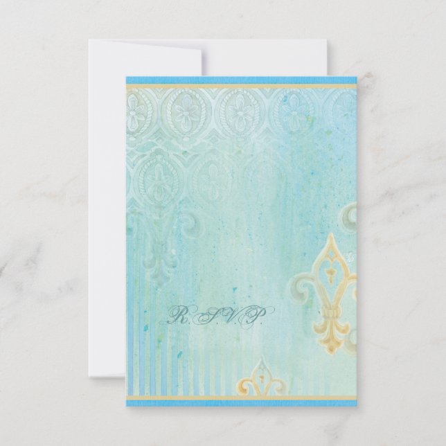 Fleur di Lys Damask 2 - Tarjeta de respuesta RSVP  (Anverso)