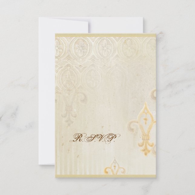 Fleur di Lys Damask 2 - Tarjeta de respuesta RSVP  (Anverso)