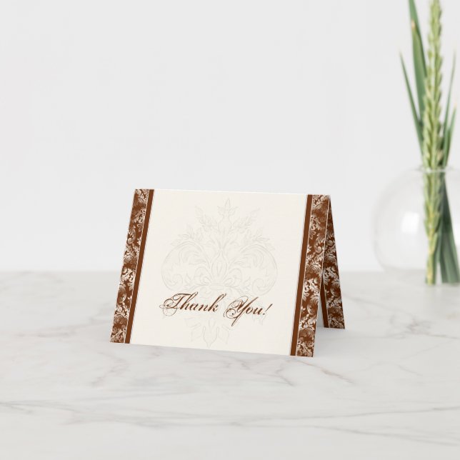 Fleur di Lys Damask - Cartas de agradecimiento mar (Anverso)