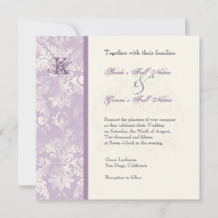 Fleur di Lys Damask - Invitación a la boda Lilac