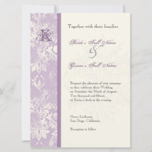 Fleur di Lys Damask - Invitación a la boda Lilac