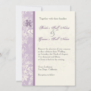 Fleur di Lys Damask - Invitación a la boda Lilac
