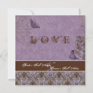 Fleur di Lys Damask - Invitación A La Boda Púrpura