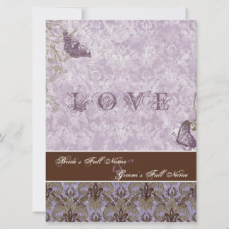 Fleur di Lys Damask - Invitación a la boda púrpura