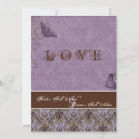 Fleur di Lys Damask - Invitación A La Boda Púrpura
