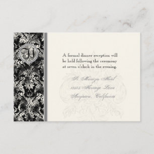 Fleur di Lys Damask - invitación negra de la